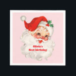 Retro Santa-födelsedag Pappersservett<br><div class="desc">Retro julafton-inbjudan.</div>