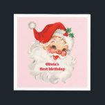 Retro Santa-födelsedag Pappersservett<br><div class="desc">Retro julafton-inbjudan.</div>
