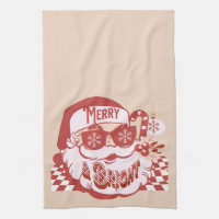 Retro Santa Glad Jul Rosa Röd  