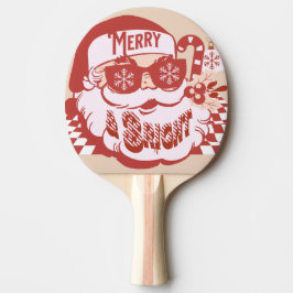 Retro Santa Glad Jul Rosa Röd        Pingisracket