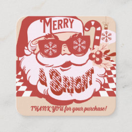 Retro Santa Glad Jul Tack Fyrkantigt Visitkort