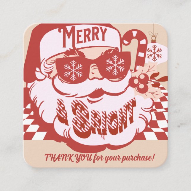 Retro Santa Glad Jul Tack Fyrkantigt Visitkort (Framsida)