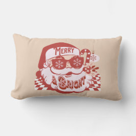 Retro Santa Glad och Ljusstark Groovy  Lumbarkudde
