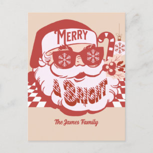 Retro Santa Glad och Ljuvlig Groovy Jul Vykort