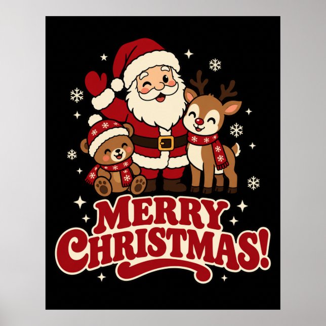  Retro Santa God Jul Matta Poster (Framsidan)