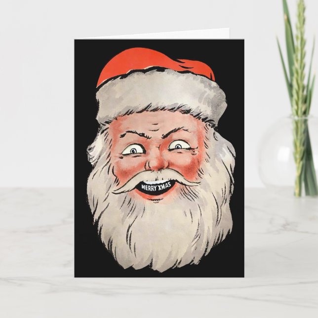 Retro Santa Head-julkort Helgkort (Framsida)