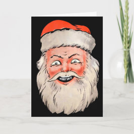 Retro Santa Head-julkort Helgkort