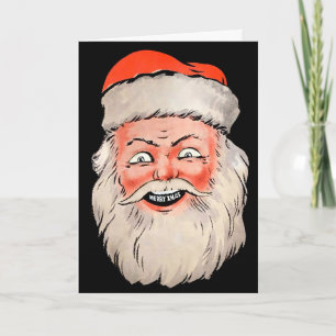 Retro Santa Head-julkort Helgkort