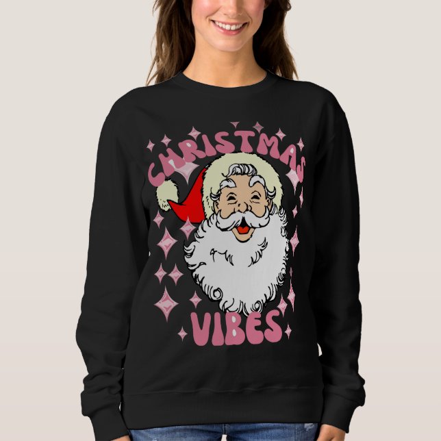 Retro Santa head rosa julvibes pajama T Shirt (Framsida)