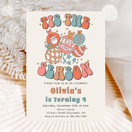 Retro Santa Helgdag Birthday Inbjudningar