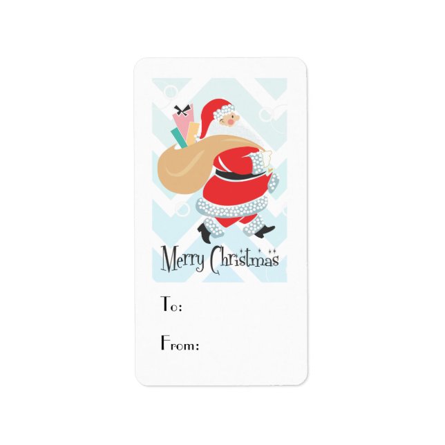 Retro Santa Helgdag Gift Märkre Adressetikett (Framsidan)
