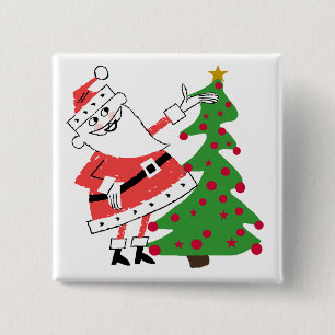 Retro Santa Helgdag Tshirts och Gifts Knapp