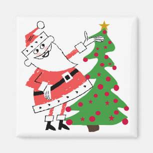 Retro Santa Helgdag Tshirts och Gifts Magnet