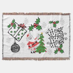 Retro Santa Ho Ho Ho jul Helgdag Throw Mysfilt