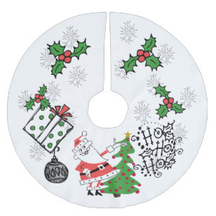 Retro Santa Ho Ho Ho Julgran Skirt Julgransmatta Borstad Polyester