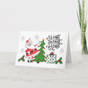 Retro Santa Ho Ho Ho-julhälsningskort Helgkort