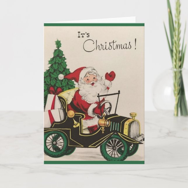 Retro Santa in Model T julkort Kort (Framsida)
