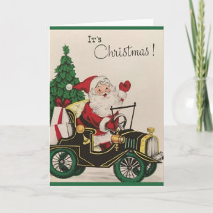 Retro Santa in Model T julkort Kort
