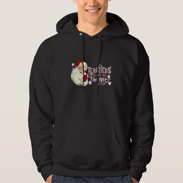 Retro Santa Lärare gör alltid Nice List Chr Hoodie (Framsida)