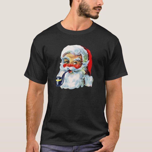 Retro Santa med Beard och pipe Tröja (Framsida)