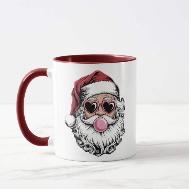 Retro Santa med glasögon som blåser bubbeljul Mugg (Vänster)