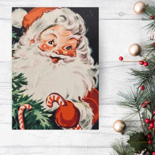 Retro Santa med Polkagrisar Anpassningsbar jul Helgkort