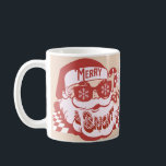 Retro Santa Merry Bright Jul Rosa Red Kaffemugg<br><div class="desc">Groovy och Retro Merry och Bright jultomte Mugg</div>