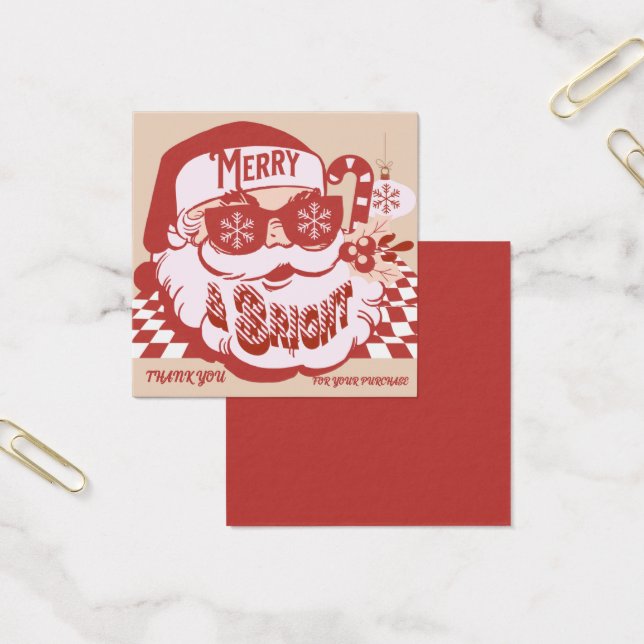 Retro Santa Merry Bright Jul Tack Fyrkantigt Visitkort (Kontor)