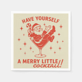 Retro Santa Merry Little Cocktail Christmas Napkin Pappersservett