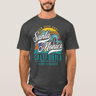 Retro Santa Monica California Sol Sand Surfa Beach T Shirt