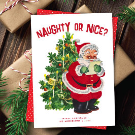 Retro Santa Naughty Nice icke-fotokort