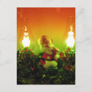 Retro Santa och bubblar ljus Helg Vykort