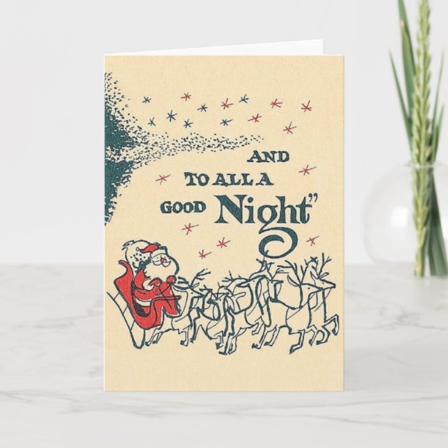 Retro Santa och renjulkort Helgkort (Framsida)