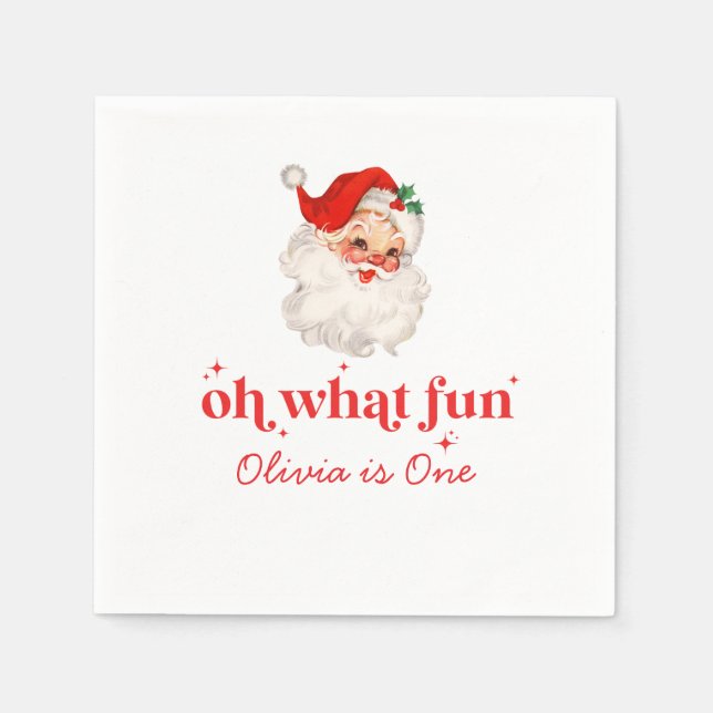 Retro Santa Oh What Roligt Birthday Pappersservett (Framsidan)