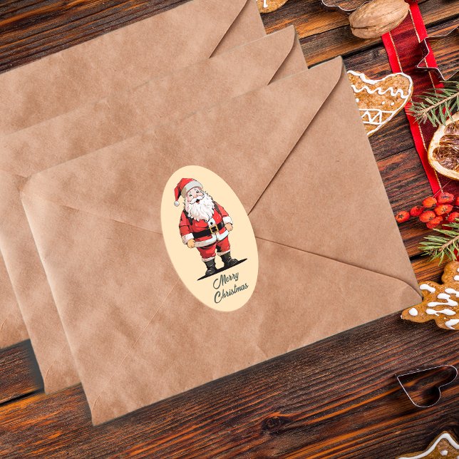 Retro Santa Ovalt Klistermärke (Skapare uppladdad)