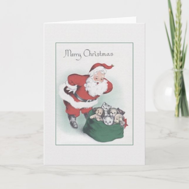 Retro Santa Pet-julkort för leverans Helgkort (Framsida)