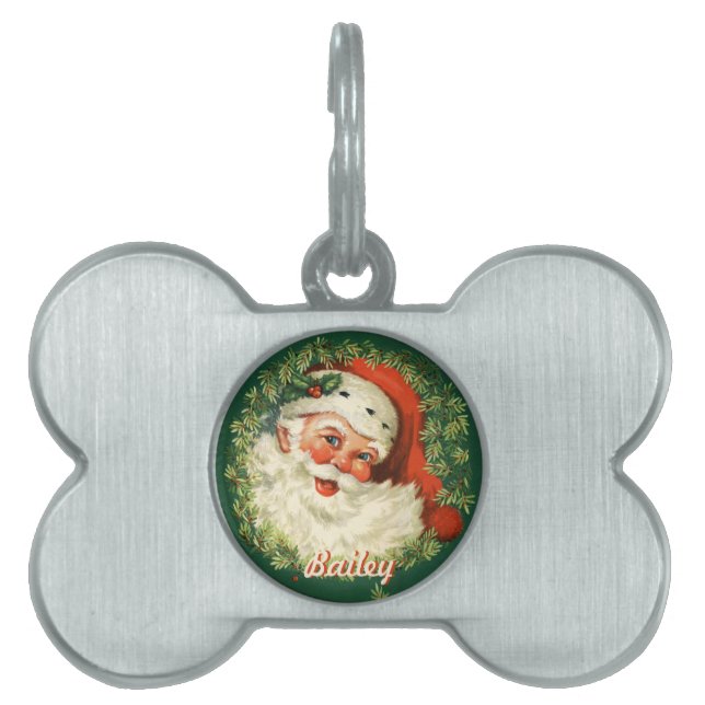 Retro Santa Pet-tagg ID-bricka Husdjur (Framsidan)
