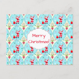 Retro Santa Played Tennis Ogee Mönster Helgdag P Helg Vykort