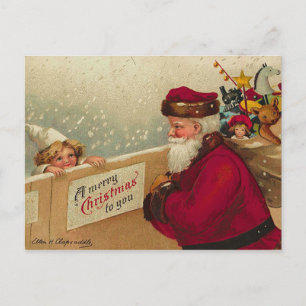 Retro Santa Postcard Helg Vykort