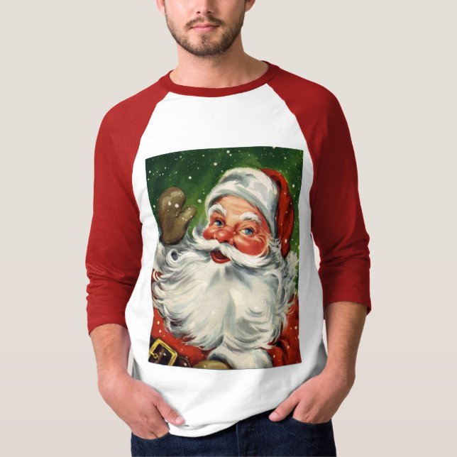 Retro Santa Raglanskjorta för KRW Tee Shirt (Framsida)