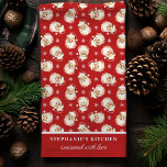 Retro Santa Red Personlig Namn jul Kökshandduk<br><div class="desc">Lägg till lite nostalgi i ditt helgdag-kök med den här återinspirerade julhandduken med en klassisk Jultomten mönster. Personlig med ditt namn eller din anpassningsbar är den här festhandduken perfekt för bakning, dekorering eller presentering av helgdag. Den röda vintagen ger ditt kök värme och charm och skapar det som ett mysigt...</div>