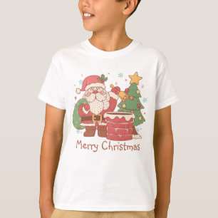 Retro Santa Redo att gå ner Skorsten jul T Shirt