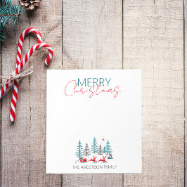 Retro Santa Reindeer Winter Forest Namn Anteckningsblock