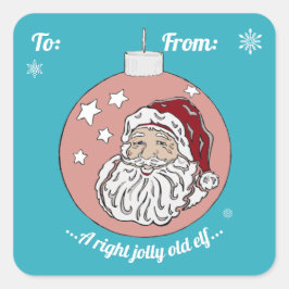 Retro Santa (röd) Fyrkantigt Klistermärke