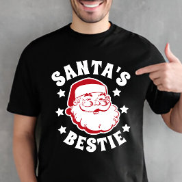 Retro Santa s Bestie Modern Black Manar jul T Shirt
