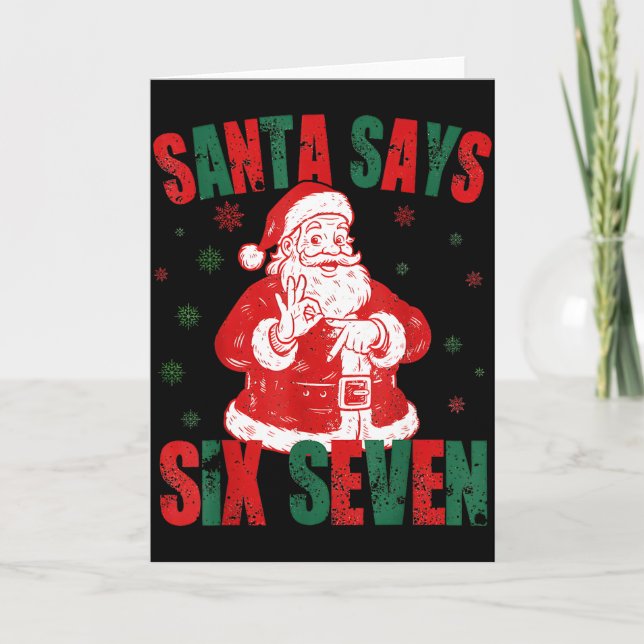 Retro Santa Says Six Seven 67 Meme Christmas  Kort (Framsida)