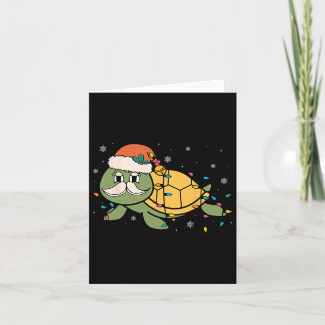 Retro Santa Sea Turtle jul Julafton Ljus Ocean Kort (Framsida)