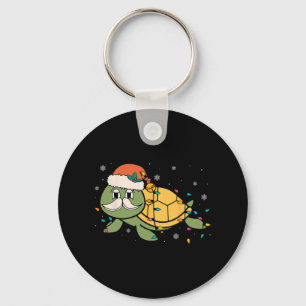 Retro Santa Sea Turtle jul Julafton Ljus Ocean Nyckelring