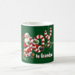 Retro Santa Sending Joy-Personligen Kaffemugg<br><div class="desc">Retro Cute Roligt Jultomten Riding on Joy (liknar av candy cane) Helgdag Design för någon Du Kärlek: pappa,  mamma,  farfar,  mormor...  Se olika stilar och färg.</div>