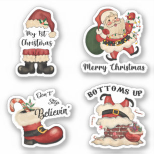 Retro Santa Sticker-uppsättning Klistermärken